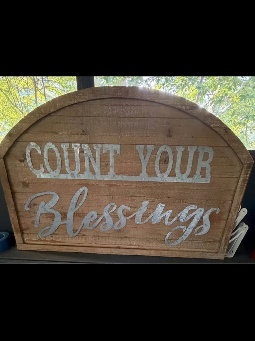 Rustic Wood 'Count Your Blessings' Wall Sign - Brown